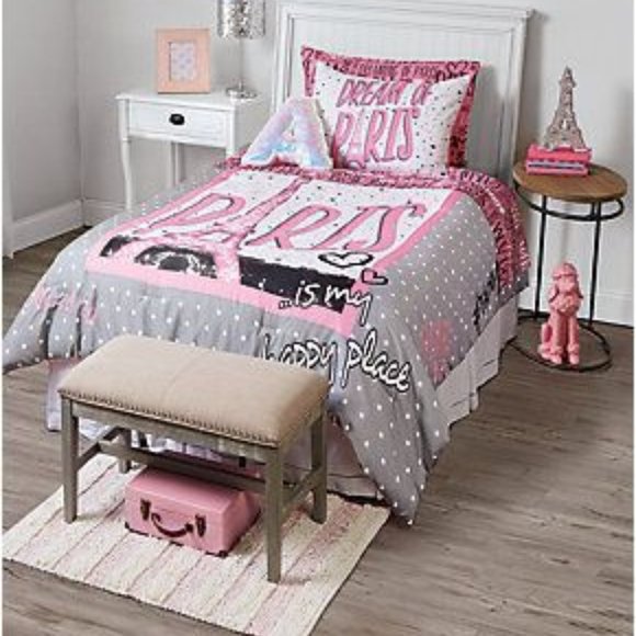 Justice Twin Sized Paris Themed Bed in a Bag - NWT - Picture 1 of 2